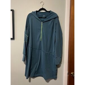 Title Nine Long Sleeve Dress Hood Hiking Outdoor Half Zip Teal Women XL